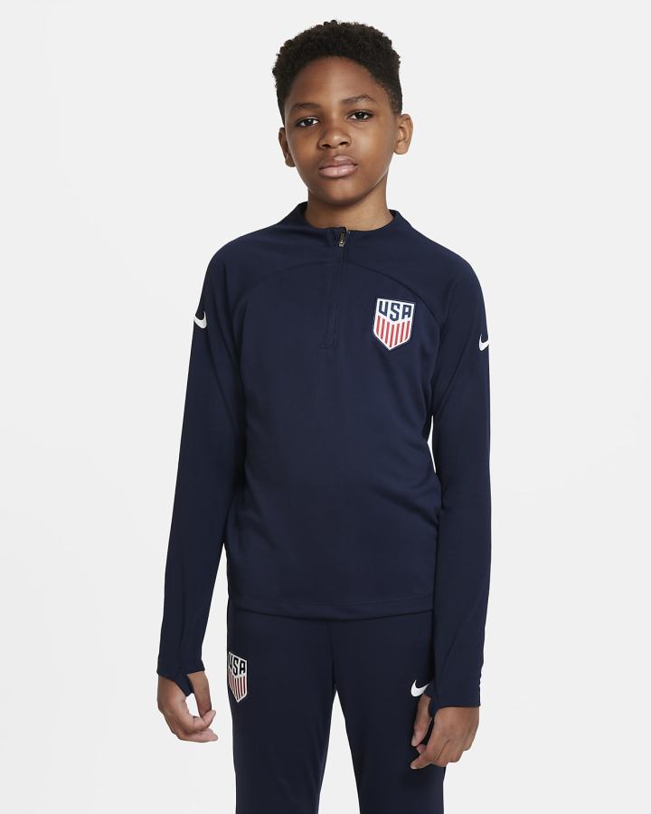 Nike U.S. Academy Pro Kids Dri-FIT Knit Soccer Drill Top Za Djevojčice Pulover Obsidijanske Bijele | HR-16948QJGW