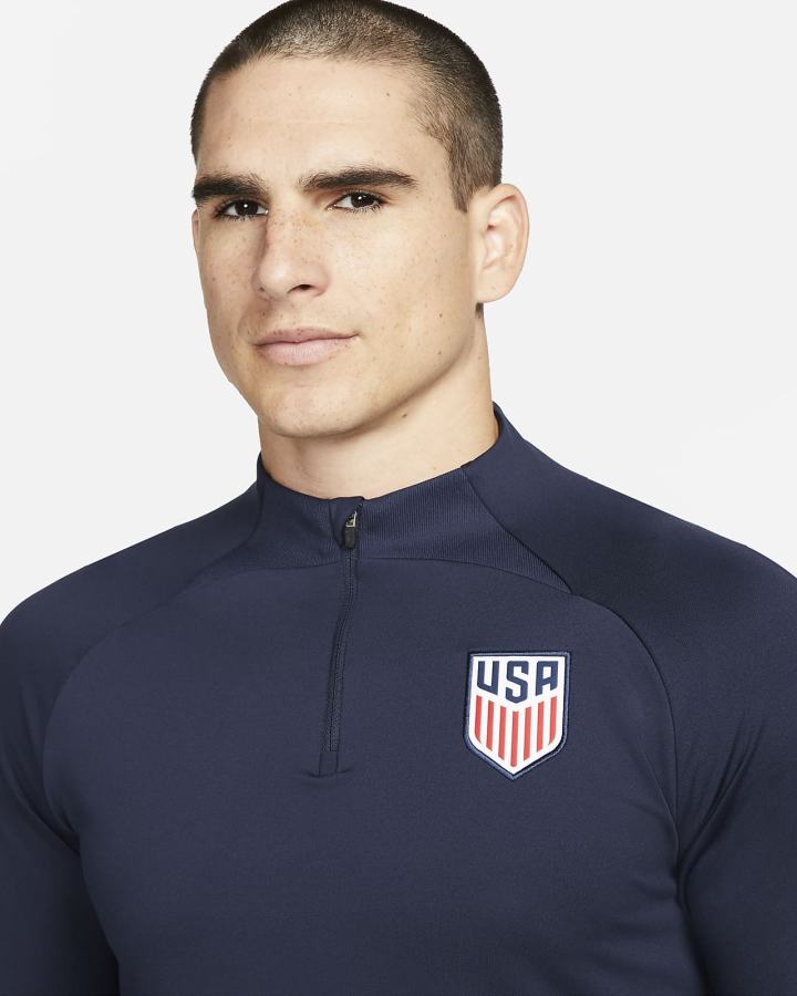 Nike U.S. Strike Dri-FIT Knit Soccer Drill Top Muške Dukserice Obsidijanske Svijetlo Plave Bijele | HR-72951BPLG