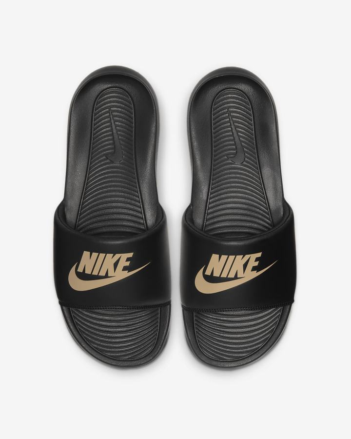 Nike Victori One Muške Slajdovi Crne Metalne Zlatne | HR-86235ODUK