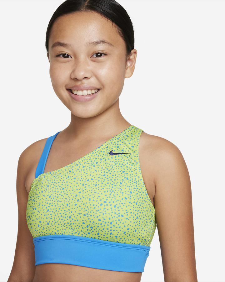 Nike Water Dots Kids Asymmetrical Top & High Waist Bikini Set Za Djevojčice Kupaći Kostim Plave | HR-53479QIHS