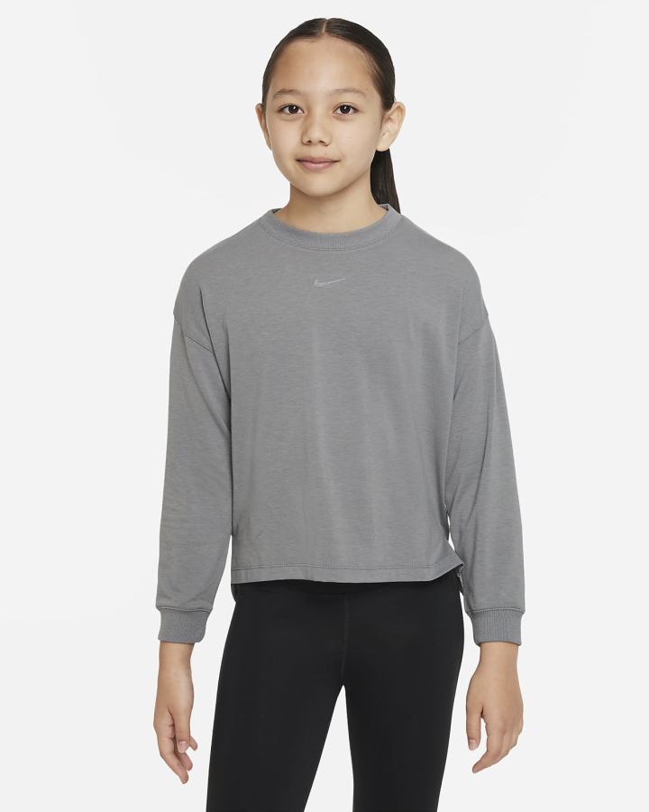 Nike Yoga Dri-FIT Kids Training Top Za Djevojčice Dukserice Sive | HR-17085PCST