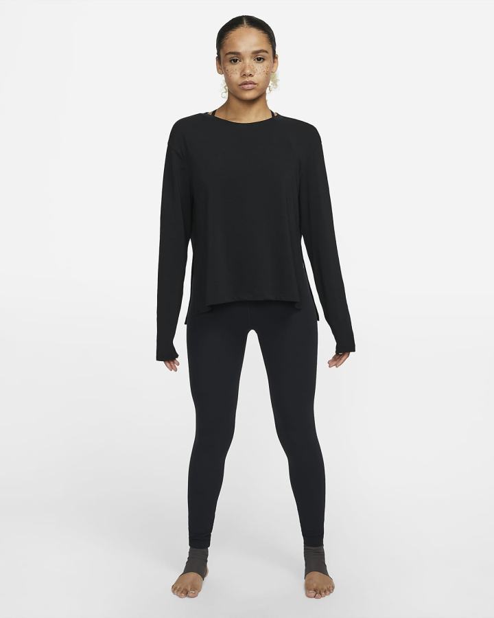 Nike Yoga Dri-FIT Long-Sleeve Top Ženske Košulje Sive | HR-80365IAKJ