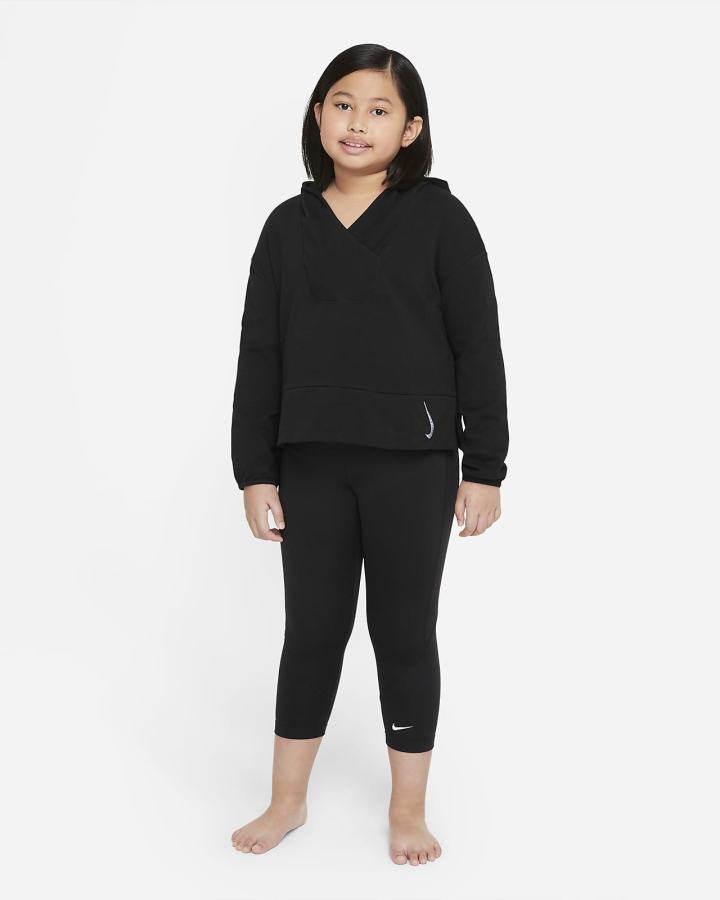 Nike Yoga Kids Fleece (Extended Size) Za Djevojčice Majica S Kapuljačom Crne | HR-64587XEMG