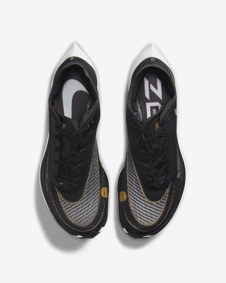 Nike ZoomX Vaporfly Next% 2 Road Ženske Trkaće Cipele Crne Metalne Zlatne Bijele | HR-19587UOPC