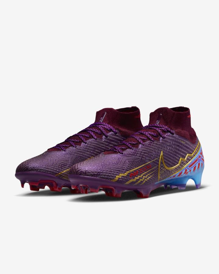 Nike Zoom Mercurial Superfly 9 Elite FG Firm-Ground Muške Nogometne Kocke Plave Ljubičaste Metalne Zlatne | HR-21735FPEY