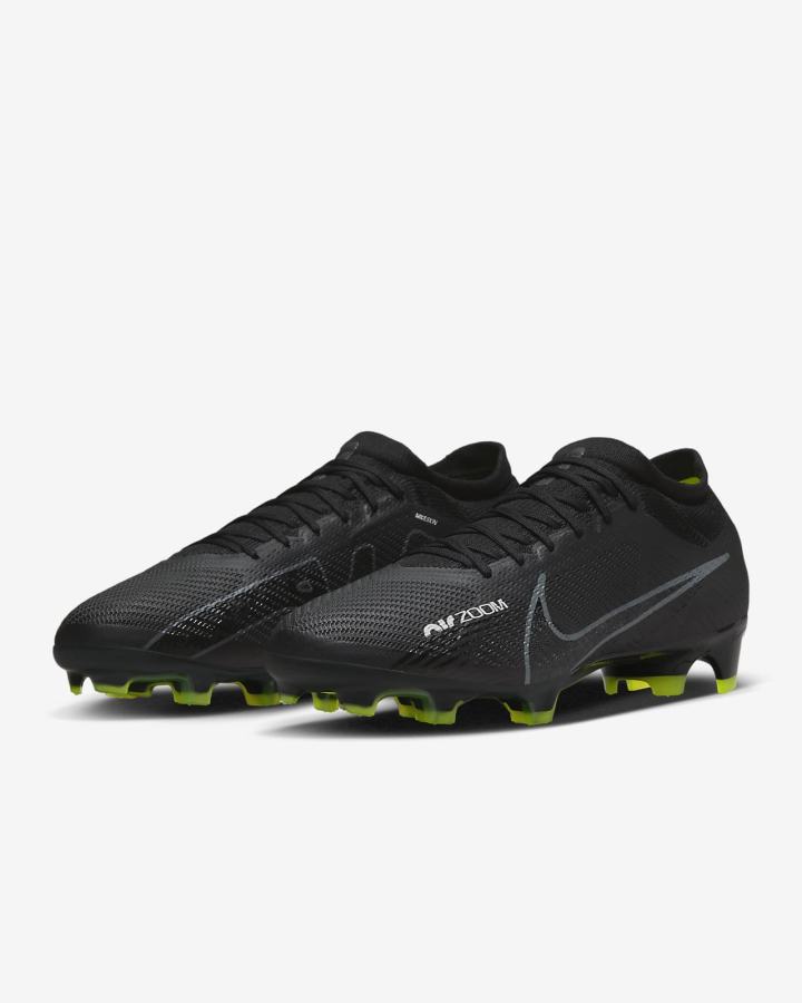 Nike Zoom Mercurial Vapor 15 Pro FG Firm-Ground Muške Nogometne Kocke Crne Bijele Tamno Sive | HR-67952GZQO