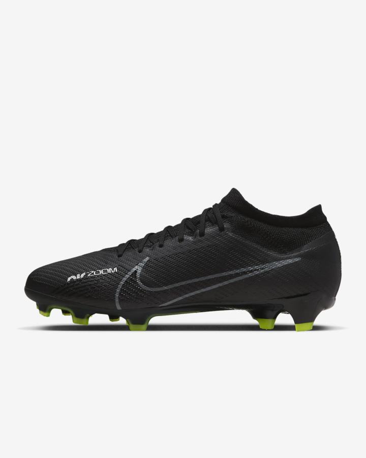 Nike Zoom Mercurial Vapor 15 Pro FG Firm-Ground Muške Nogometne Kocke Crne Bijele Tamno Sive | HR-67952GZQO