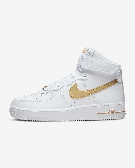 Nike Air Force 1 High Ženske Tenisiće Bijele Metalne Zlatne | HR-79653UJDX