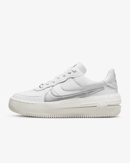 Nike Air Force 1 PLT.AF.ORM Ženske Tenisiće Bijele Sive Metalne Srebrne | HR-20851YSPZ