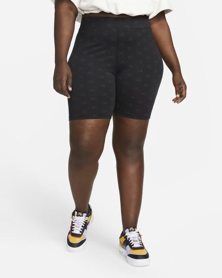 Nike Air High-Waisted Bike (Plus Size) Ženske Kratke Hlače Crne Bijele | HR-36791EDUB