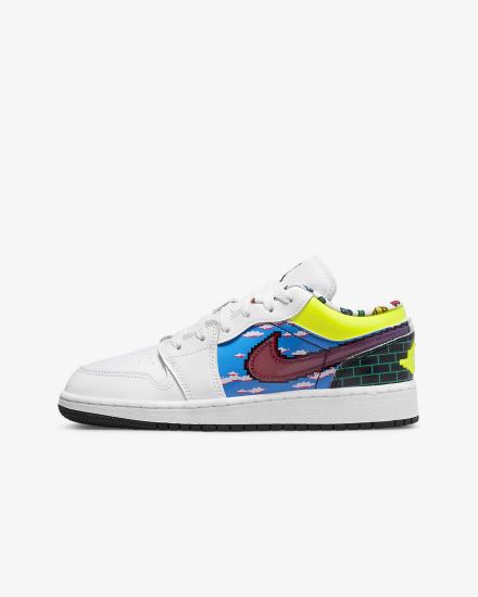 Nike Air Jordan 1 Low Kids Za Dječake Tenisiće Bijele Crne Limun Roze | HR-04391AUTP