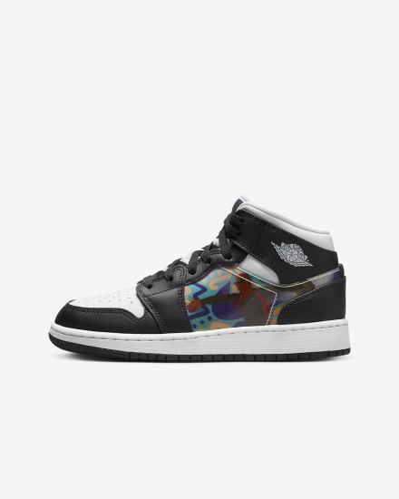 Nike Air Jordan 1 Mid Kids Za Djevojčice Tenisiće Crne Tirkizne Crvene Tamno | HR-62148HDCB