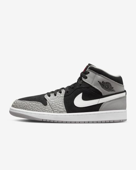 Nike Air Jordan 1 Mid SE Muške Tenisiće Crne Bijele Svijetlo Sive Crvene | HR-36721TBUC