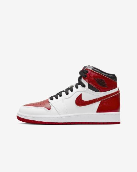 Nike Air Jordan 1 Retro High OG Za Dječake Tenisiće Bijele Crne Crvene | HR-71463SYCF