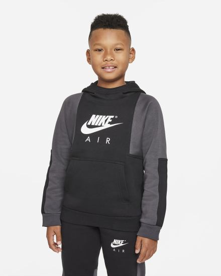 Nike Air Kids Za Dječake Majica S Kapuljačom Crne Tamno Sive Bijele | HR-30247UJCM