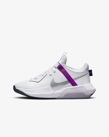 Nike Air Zoom Crossover Kids Za Djevojčice Košarkaške Cipele Bijele Ljubičaste Metalne Srebrne | HR-64315FKZB