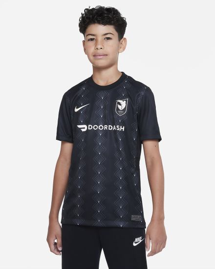 Nike Angel City FC 2022/23 Stadium Home Kids Dri-FIT Soccer Za Djevojčice Dres Crne Srebrne Narančaste | HR-28165COXK