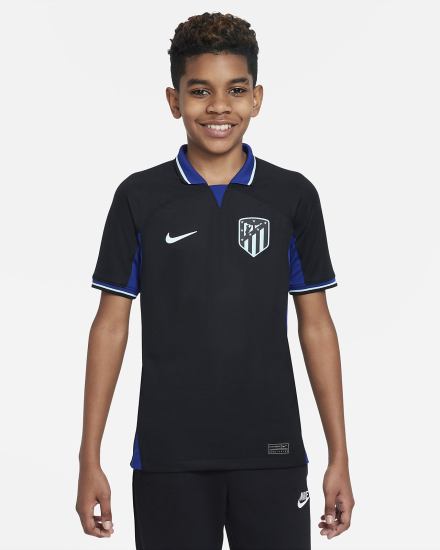 Nike Atlético Madrid 2022/23 Stadium Away Kids Dri-FIT Soccer Za Dječake Dres Crne Tamno Kraljevska Plava Plave | HR-92340OTUG