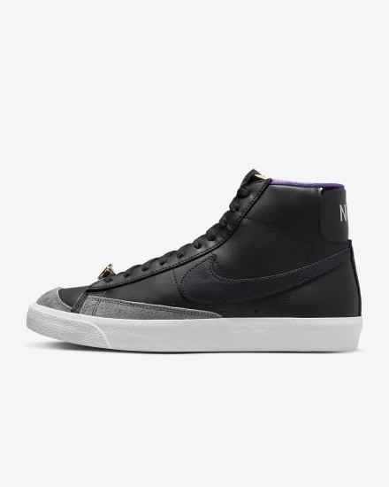 Nike Blazer Mid '77 EMB Muške Tenisiće Crne Sive Bijele Ljubičaste | HR-48617VQOI