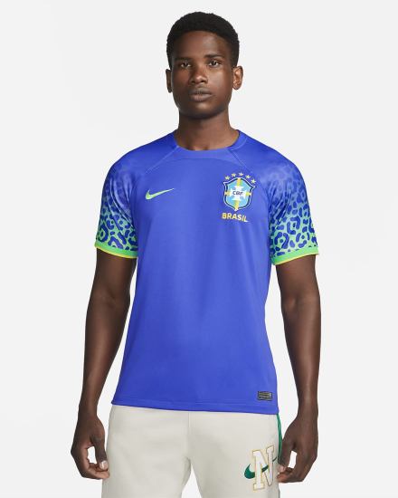 Nike Brazil 2022/23 Stadium Away Dri-FIT Soccer Muške Dres Plave Zelene Žute | HR-76104ILRW