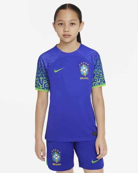 Nike Brazil 2022/23 Stadium Away Kids Dri-FIT Soccer Za Djevojčice Dres Plave Zelene | HR-40682HANB