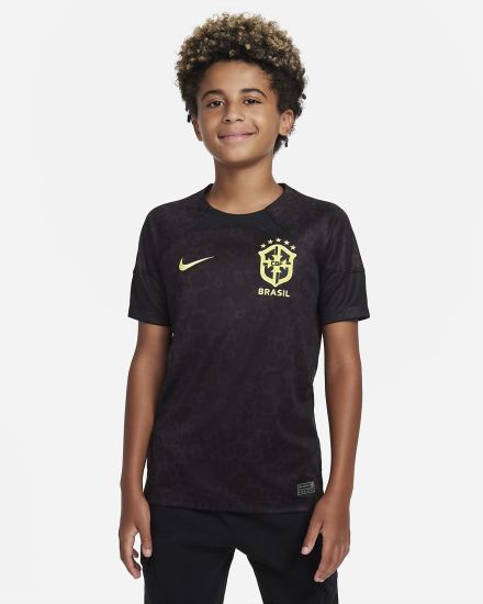 Nike Brazil 2022/23 Stadium Goalkeeper Kids Dri-FIT Short-Sleeve Soccer Za Djevojčice Dres Crne Bordo Sive Žute | HR-21478PJBN