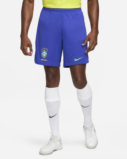 Nike Brazil 2022/23 Stadium Home Dri-FIT Soccer Muške Kratke Hlače Plave Zelene | HR-15289VDTE