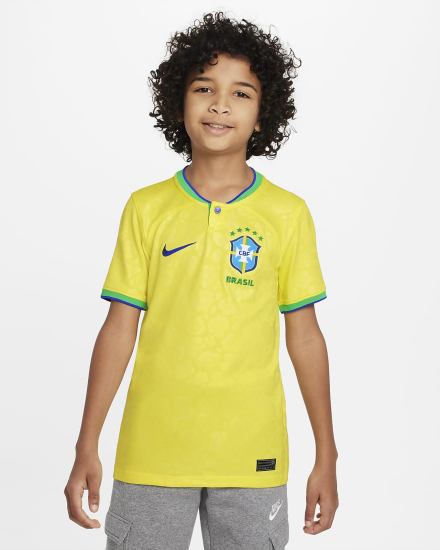 Nike Brazil 2022/23 Stadium Home Kids Dri-FIT Soccer Za Djevojčice Dres Žute Zelene Plave | HR-19452TYXG