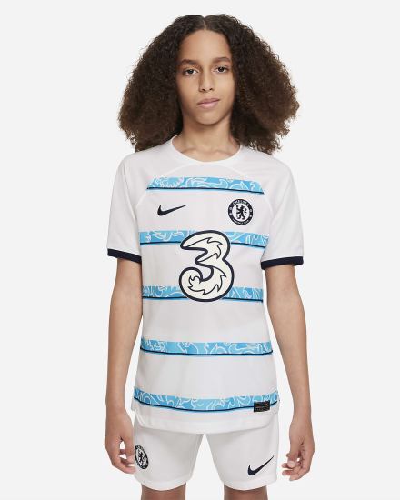 Nike Chelsea FC 2022/23 Stadium Away Kids Dri-FIT Soccer Za Dječake Dres Bijele Tamnoplave | HR-30687CINF