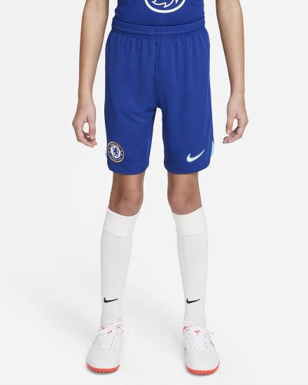 Nike Chelsea FC 2022/23 Stadium Home/Away Kids Dri-FIT Soccer Za Djevojčice Kratke Hlače Plave Bijele | HR-25938JBWQ