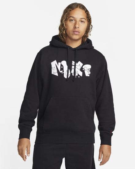 Nike Club Fleece+ Graficke Muške Majica S Kapuljačom Crne Svijetlo Crvene | HR-01745DNIX