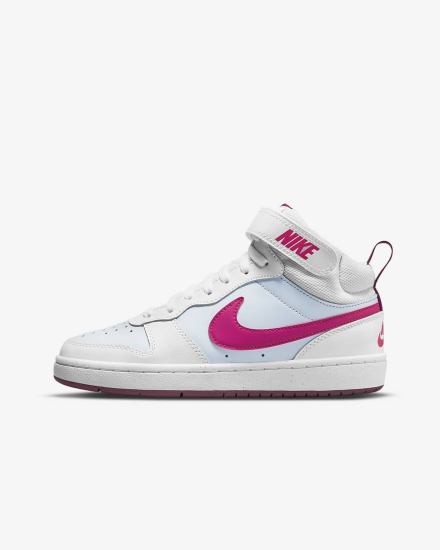 Nike Court Borough Mid 2 Kids Za Djevojčice Tenisiće Platine Bijele Roze | HR-80326VGAQ