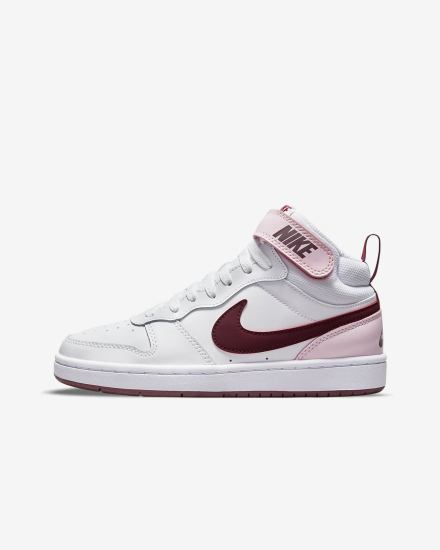 Nike Court Borough Mid 2 Kids Za Djevojčice Tenisiće Bijele Roze Tamno | HR-81950LSEH