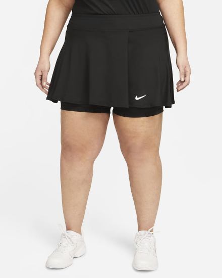 Nike Court Dri-FIT Victory Flouncy Tennis (Plus Size) Ženske Suknje Crne Bijele | HR-35708GJYV