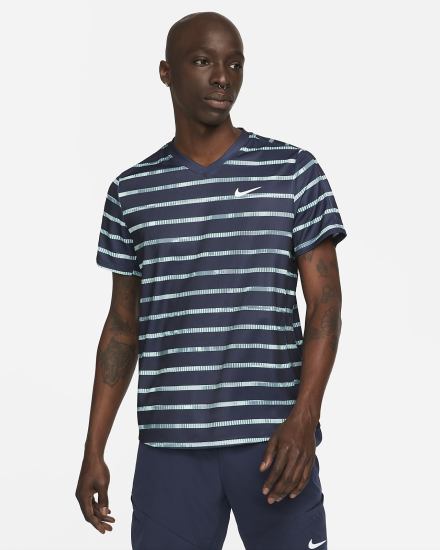 Nike Court Dri-FIT Victory Print Tennis Top Muške Majice Obsidijanske Bijele | HR-28109LUFJ