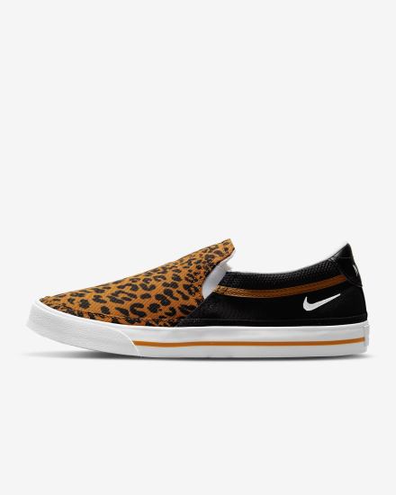 Nike Court Legacy Ženske Slip On Cipele Crne Smeđe Bijele | HR-74582FUDS