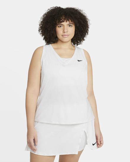 Nike Court Victory Tennis (Plus Size) Ženske Majica Bez Rukava Bijele Crne | HR-47519EUYH