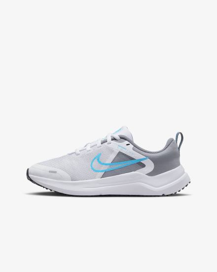 Nike Downshifter 12 Kids Road Za Djevojčice Tenisiće Bijele Sive Crne Plave | HR-49602IDBY