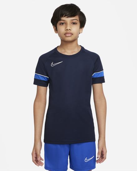 Nike Dri-FIT Academy Kids Short-Sleeve Soccer Top Za Dječake Majice Obsidijanske Bijele Kraljevska Plava Plave Bijele | HR-89170CIDM