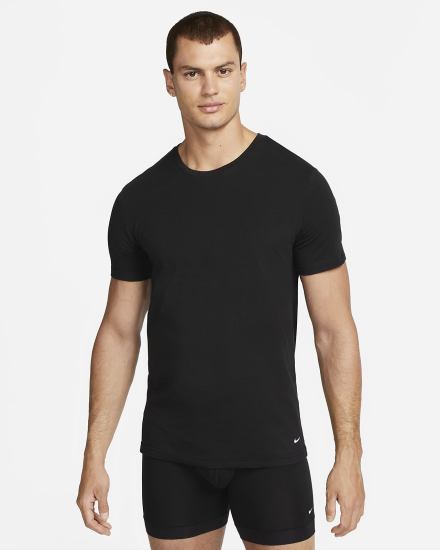 Nike Dri-FIT Essential Cotton Stretch Slim Fit Crew Neck Undershirt (2-Pack) Muške Majice Crne | HR-96528LSYK