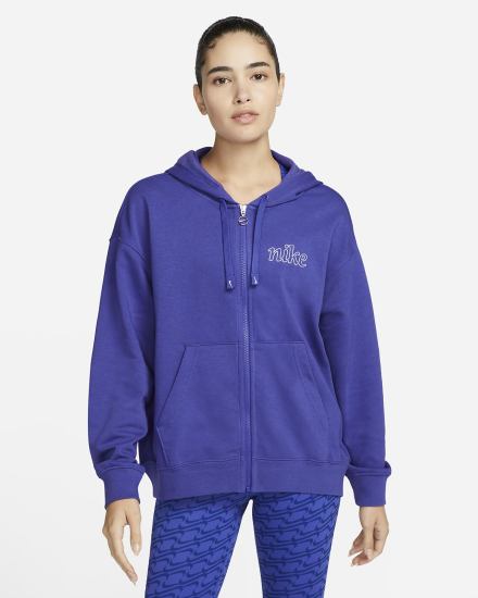 Nike Dri-FIT Get Fit Graficke Full-Zip Training (Plus Size) Ženske Majica S Kapuljačom Bijele | HR-13725NMCF