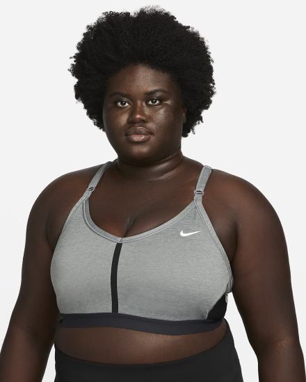 Nike Dri-FIT Indy Light-Support Podstavljena V-Neck (Plus Size) Ženske Sportski Grudnjak Sive Crne Bijele | HR-73615IQOL