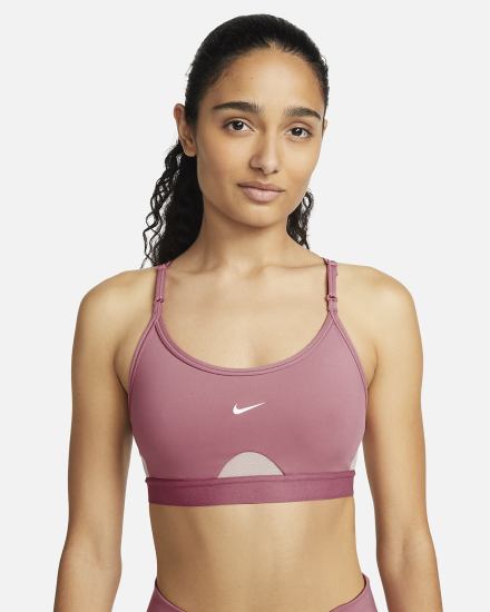 Nike Dri-FIT Indy Light-Support Podstavljena U-Neck Ženske Sportski Grudnjak Roze Bijele | HR-85724ZRXM