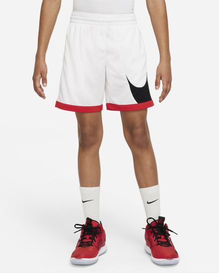 Nike Dri-FIT Kids Basketball Za Dječake Kratke Hlače Bijele Crvene Crne | HR-64129QOYA