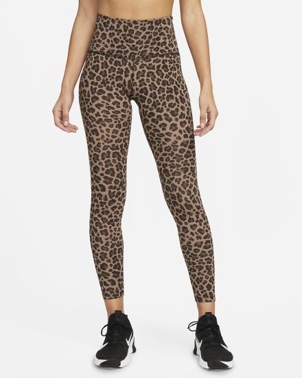 Nike Dri-FIT One High-Waisted Printed Ženske Tajice Smeđe Bijele | HR-43691DPKA