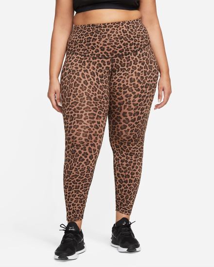 Nike Dri-FIT One High-Waisted Printed Ženske Tajice Smeđe Bijele | HR-43905FXOT