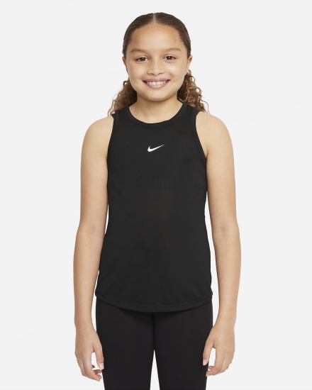 Nike Dri-FIT One Kids (Extended Size) Za Djevojčice Majica Bez Rukava Crne Bijele | HR-08591WPYN