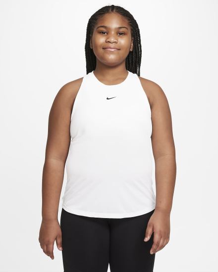 Nike Dri-FIT One Kids (Extended Size) Za Djevojčice Majica Bez Rukava Bijele Crne | HR-54807LJUS