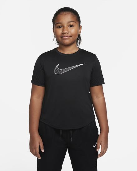 Nike Dri-FIT One Kids Short-Sleeve Training Top (Extended Size) Za Djevojčice Majice Crne Bijele | HR-39571HYPJ