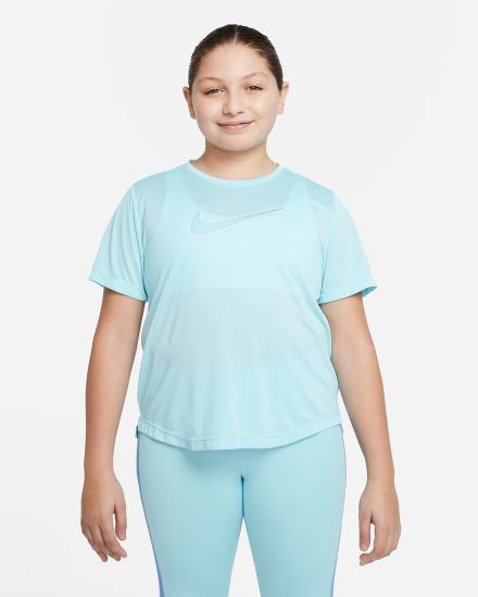 Nike Dri-FIT One Kids Short-Sleeve Training Top (Extended Size) Za Djevojčice Majice Plave | HR-65937BNIE